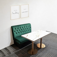 Table en pierre frittée commerciale, ensemble de canapés pour hôtel, café, restaurant, banquette en flanelle verte