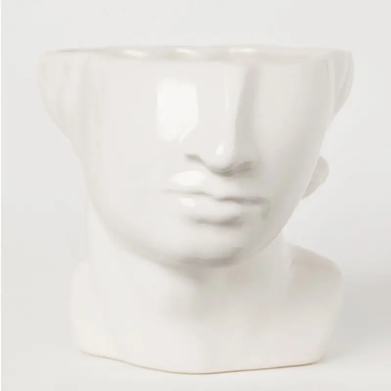 Estatua griega de cerámica moderna para personas, cabezas de escultura artística de David, macetas de flores, maceta de escritorio, maceta de interior