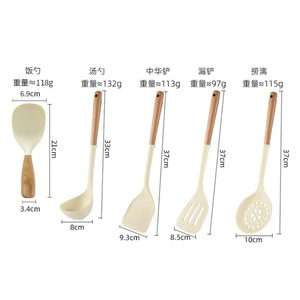 Silicone Spatula With Beechwood Handle Heat Resistant <b>Cooking</b> Utensil For Frying Pan Kitchen Use - Product Image 2