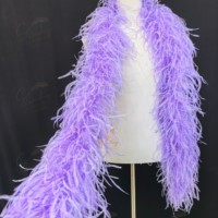 Écharpe en plumes d'autruche 6 plis moelleuses lavande pour femme, idéale pour fête, mariage, mascarade, costume, bricolage et décoration - Vente en gros