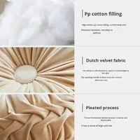 Coussin de canapé en velours hollandais fait main, plissé, en forme de roue, rembourrage en fibre de polyester