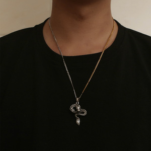 Tibetan Silver Snake Pendant Necklace For <b>Men</b> <b>Animal</b> Zodiac Design Daily Wear Jewelry SP900 - Product Image 5
