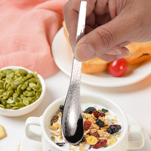 304 Stainless Steel <b>Dessert</b> Spoons and <b>Forks</b>, Creative Fruit <b>Forks</b>, Hammered Ice Cream Spoons, Japanese Style Coffee Stirring - Product Image 3