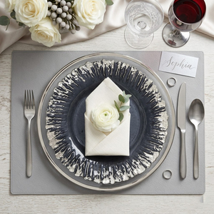 Assiette de présentation de luxe 13 pouces en <span class=keywords><strong>verre</strong></span> <span class=keywords><strong>noir</strong></span> et argent texturé, ronde, pour dîner, sous-assiette décorative en gros pour mariage et décoration de <span class=keywords><strong>table</strong></span> - Product Image 3
