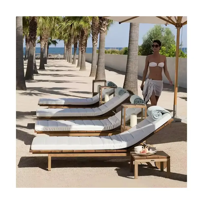 Садовая Солнечная кровать для отдыха на открытом воздухе роскошная деревянная мебель для бассейна пляжный складной шезлонг