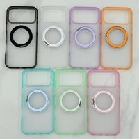 360 °   Coque de téléphone magnétique antichoc transparente mate avec support rotatif en métal pour iPhone 18 17 16 15 14 13 12 Pro Max