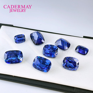 Cadermay Jewelry Synthetic Sapphire Cornflower Blue Rectangle Loose Stone For Jewelry Making - Product Image 2