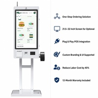 Kiosque de commande automatique mural avec écran tactile 21,5/27'', imprimante, lecteur de code QR, lecteur de carte, paiement sans contact pour restaurant