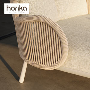 Lettino prendisole moderno da esterno in corda da 2 posti con sedia da giardino con Design di lusso in alluminio e doppio lettino a bordo piscina - Product Image 5