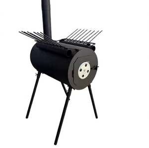 Poêle à <span class=keywords><strong>bois</strong></span> portable pour tente avec cheminée, en acier robuste, pour le chauffage des abris de camping et la cuisson au barbecue en extérieur - Product Image 1