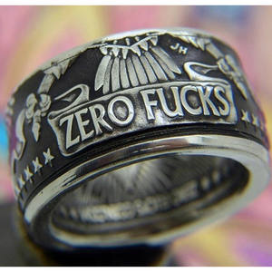 Anillo de Acero Inoxidable Plateado para Hombre H160 con Patrón de Letras 'Zero Fucks', Joyería de Moda para Regalo - Product Image 3