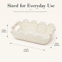 Lot de 2 paniers de rangement modernes pliables en corde tressée avec bord festonné et poignées pour l'organisation des étagères domestiques