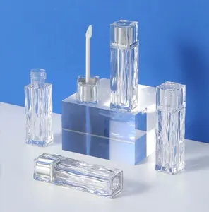 Tube de brillant à lèvres ABS en forme de cube, effet visuel clair de glace de 5ml