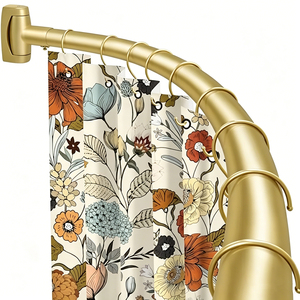 Tringle <span class=keywords><strong>de</strong></span> <span class=keywords><strong>douche</strong></span> courbée réglable et extensible en or, antirouille et antidérapante pour salle <span class=keywords><strong>de</strong></span> bain - Product Image 1