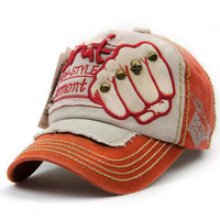 Gorra de béisbol de mezclilla desgastada personalizada con bordado de calavera y remaches, estilo Dad Hat, ajustable, para motociclista y camionero