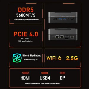 Cyberpunk Mini PC AMD R7 8845HS RGB Light DDR5 2.5G LAN USB4.0 Mini Gamer PC <strong>Computer</strong> 8K NUC WiFi 6 - Product Image 4