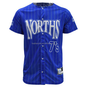 FQ CUSTOM Singlet bisbol <span class=keywords><strong>Jersey</strong></span> bisbol, baju bisbol berkancing penuh, seragam bisbol garis klasik - Product Image 2