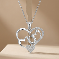 Nouveau Collier Cœur Maman en Argent Sterling 925 avec Pendentif Lettre Moissanite Pavé, Breloque Cœur, Cadeau pour Femme et Mère, Bijoux Fins, Vente en Gros