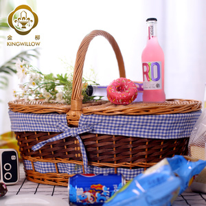 Kingwillow, venta al por mayor, juego de <span class=keywords><strong>cesta</strong></span> de <span class=keywords><strong>picnic</strong></span> tejida de Sauce de mimbre hecha a mano con forma rectangular para <span class=keywords><strong>4</strong></span> <span class=keywords><strong>personas</strong></span> con tapa - Product Image 3
