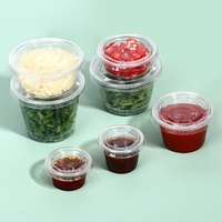 1OZ 2OZ 4OZ Récipient Alimentaire Réutilisable À Emporter Petite Mini Boîte d'Assaisonnement Joint Couvercle PET Transparent PP Plastique Sauce Trempette Tasse Avec Couvercle