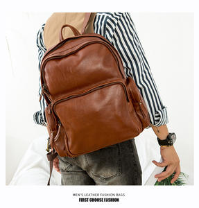 Custom Travel Back Pack Large Capacity Travel Pu <b>Black</b> <b>Leather</b> <b>Backpack</b> Bag Bookbags <b>Men</b> Women <b>Backpack</b> - Product Image 3