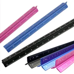 Fornitura di fabbrica 6 pollici 12 pollici 3 lati ingegneria del metallo triangolo architettonico righello in alluminio scala metrica regola triangolare - Product Image 1