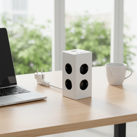 Multiprise rotative à 90 degrés avec 12 prises, cordon d'alimentation UE, 17W, 3 USB-A, 1 USB-C, prise électrique industrielle 16A homologuée CE/KC