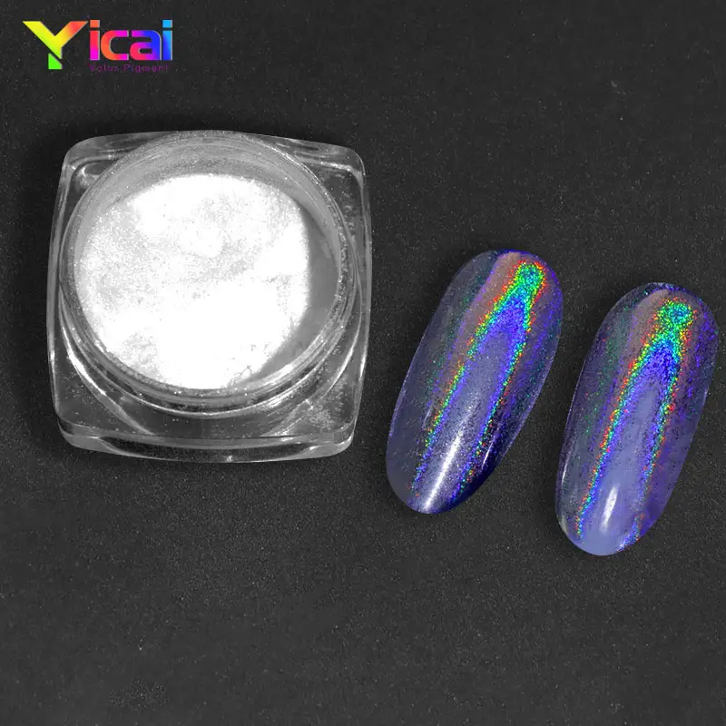 Holographic Aurora Nail Pigment Multicolor Rainbow Clear Holo Pearl Chrome Nail Powder