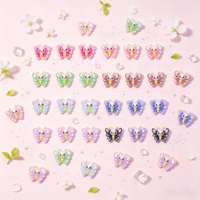 Breloques pour ongles en résine 3D en forme de papillon de dessin animé, ornements pour ongles en forme de papillon colorés et scintillants, mini décorations pour ongles Kawaii pour manucure DIY