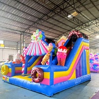 Château gonflable commercial en PVC de 10 pieds, arc-en-ciel pastel, combo château de saut pour les fêtes d'enfants, aire de jeux extérieure