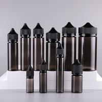 Nouvelle vente en gros de flacons en plastique PET transparent noir V3, longs, 100% courts et épais, 2 onces, 15 ml, 30 ml, 60 ml, 2 oz, liquide