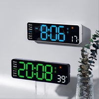 Reloj de Pared Digital LED Moderno para Decoración del Hogar, Multifuncional, con Brillo Ajustable, Temporizador y Visualización del Clima