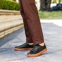 Chaussures de sport décontractées pour hommes en cuir de vachette de haute qualité, cuir véritable de première qualité, style course et marche, avec amorti