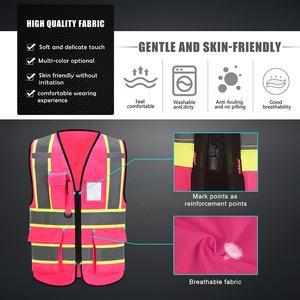 Gilet de sécurité réfléchissant haute visibilité pour femmes et hommes, fermeture éclair sur le devant, conforme aux normes ANSI/<span class=keywords><strong>ISEA</strong></span> - Product Image 4