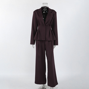 Traje de <span class=keywords><strong>Fiesta</strong></span> Elegante <span class=keywords><strong>para</strong></span> Mujer, Color Sólido, Profesional, Estilizador, Conjunto de <span class=keywords><strong>Dos</strong></span> <span class=keywords><strong>Piezas</strong></span>, Nuevo Estilo, Chaqueta de Manga Larga con Solapa y Pantalones - Product Image 6