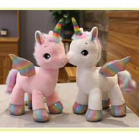 Peluche Licorne Ailée Arc-en-ciel Personnalisée, Peluche Pégase Douce avec Corne Colorée, Vente en Gros OEM ODM, Logo Personnalisé, Cadeaux pour Enfants