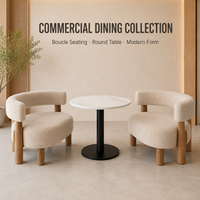 Ensemble de banquettes sculpturales avec table en pierre frittée pour restaurant, ensemble de bancs en forme de rein pour café et hôtel