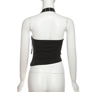 GX8801 Fashion 2025 Summer Clothing Vendor Sexy Nigh Club Wear Sleeveless Sloping Shoulders Halter Tops and Shorts 2 Piece Set - Product Image 5