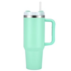 Taza termo de barra de hielo con mango de 40oz, taza de coche 304, vaso térmico de acero inoxidable aislado al vacío con tapa y pajita para agua - Product Image 2