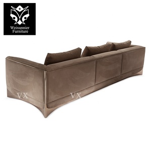 Set di Divani Componibili in Velluto di Lusso Moderno con Base in Acciaio Inox, Design Italiano, Garanzia di 3 Anni, Misure Personalizzabili per <span class=keywords><strong>Soggiorno</strong></span> - Product Image 4