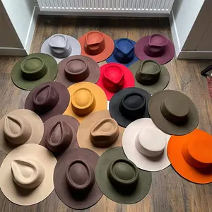 Di Vendita caldo di Inverno di Modo 100% Lana Australiana Delle signore delle Donne Rigidità del Bordo Cappelli di Feltro Fedora