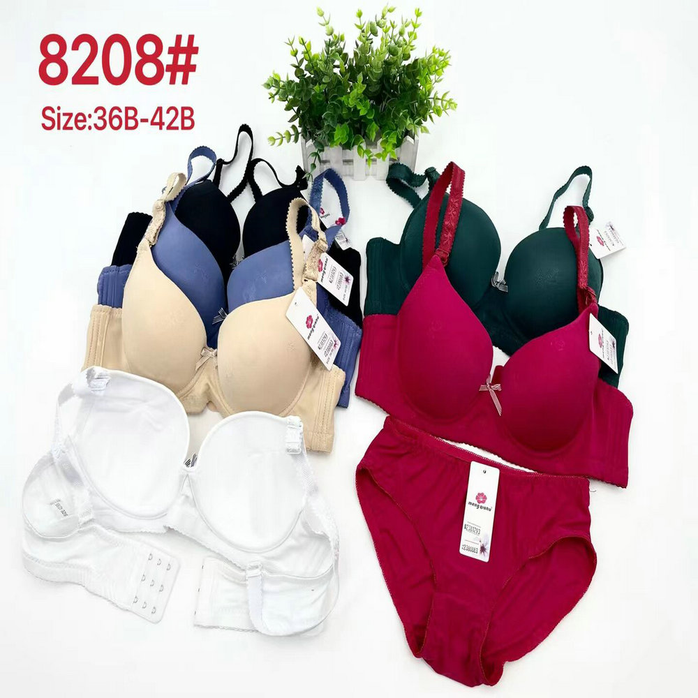 2.15 Dollar Model MQS183 Bra Size 36-42B Cup Full Coverage Floral Underwire Women Lace Panties and Bra Set With All Colors