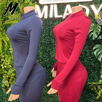 Vêtements de sport pour femmes, veste zippée intégrale, pantalon de yoga évasé, ensemble d'entraînement deux pièces avec trous pour les pouces, vêtements de sport personnalisables avec logo