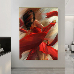 Abito rosso moderno Dancing Woman Canvas Painting Wall Art poster <span class=keywords><strong>e</strong></span> Nordic Vintage Prints Picture for Living Room Home Decor - Product Image 6