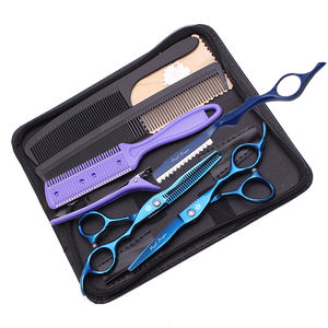 Ensemble de ciseaux de barbier, kit complet de coiffure, acier japonais, ciseaux droits, ciseaux à effiler, peigne, outils multiples, usage en salon et à domicile, 1011KC - Product Image 1