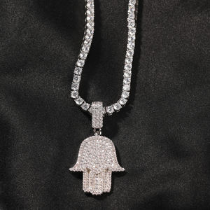 Commercio all'ingrosso di Hip Hop Ha Ghiacciato Fuori DELLA CZ della Mano di <span class=keywords><strong>Hamsa</strong></span> Pendente Della Collana Gioielli - Product Image 4