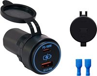 Chargeur rapide 100W PD Type-C 2 ports avec QC3.0 et LED bleue, chargeur de voiture 12-24V pour Starlink Mini, voitures, bateaux, camping-cars et yachts