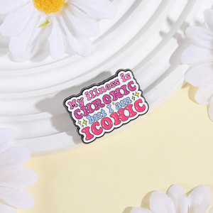 Spille in smalto con citazioni per adulti: 'La mia malattia è cronica, ma sono cronico', 'La salute mentale', distintivi da risvolto per vestiti, gioielli, regalo per amici - Product Image 2