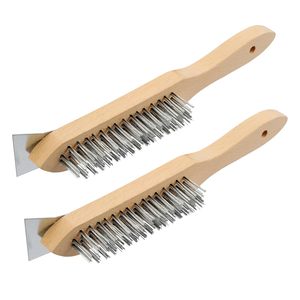 Brosse à broches métalliques en bois, brosse à fils pour nettoyage de toiture, brosse à fils sur bloc de bois - Product Image 2