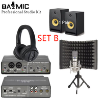 Kit d'équipement de studio moniteur haut-parleur avec microphone à condensateur casque mélangeur Audio Home Club diffusion chant enregistrement